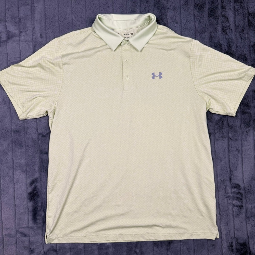 Under Armour Mens The Playoff Polo Shirt XL Lime Green Geometric Golf Top 8595